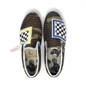 Vans Classic Slip On Mixed Quilting Camo White Checkerboard Women's 9 Shoes